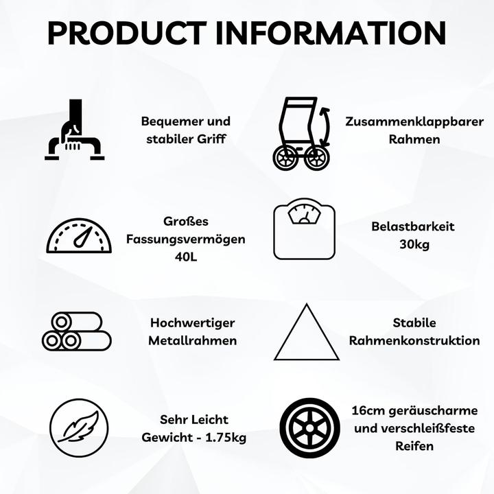 Image du produit Shots Klappbarer Einkaufstrolley mit Rollen (40 Liter)
