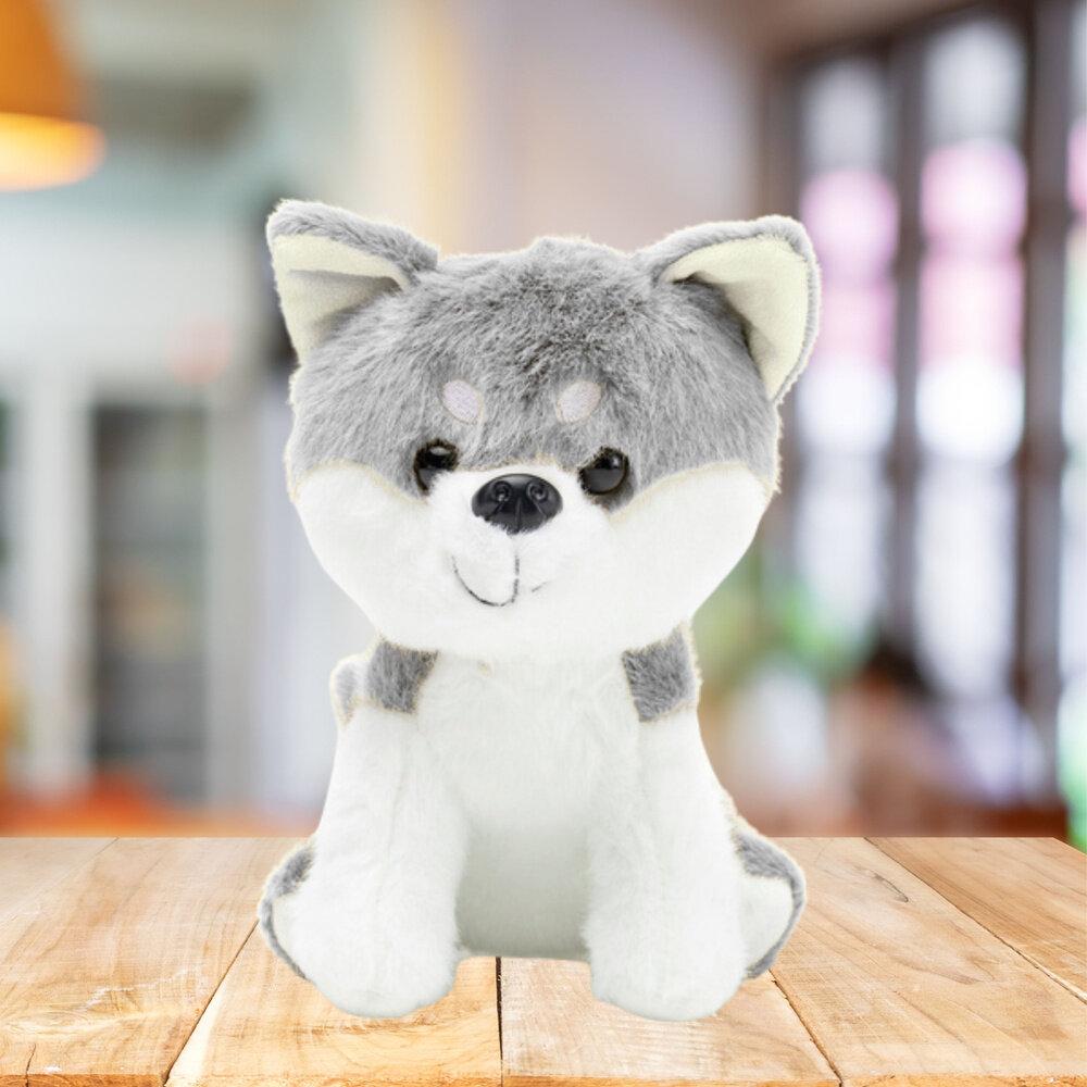 Lean Toys Lean Plüsch Maskottchen Huggable Wolf Weiss Grau 20Cm