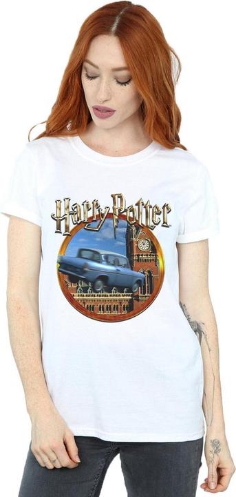Actual product image Womens/Ladies Flying Car Cotton Boyfriend T-Shirt (5XL)