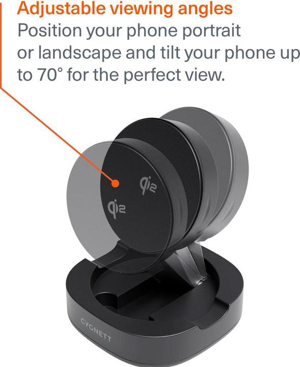 Produktbild Cygnett Chargebase Qi2.0 Single Wireless Charger - Black (15 W)