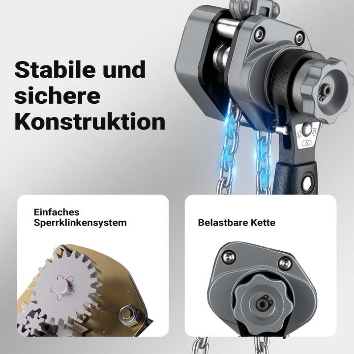 Produktbild Wiltec Mini Hebelzug bis 250kg Handkettenzug 1,5m Hubhöhe Kettenzug Hebezeug