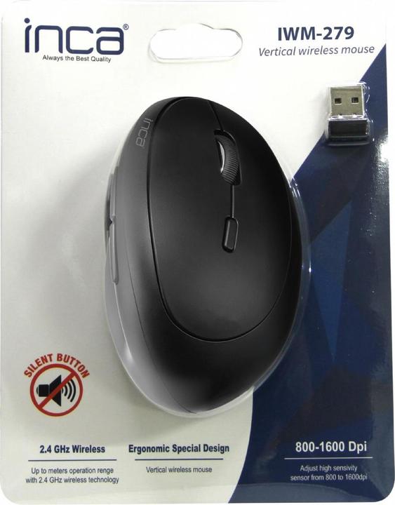 Actual product image Inca Mouse IWM-279 Vertical, Wireless, 1600 DPI, Black retail (Wireless)