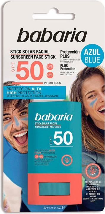 Actual product image Babaria Sunscreen Face Stick Spf50 20ml (Sun cream face, SPF 50, 20 ml)