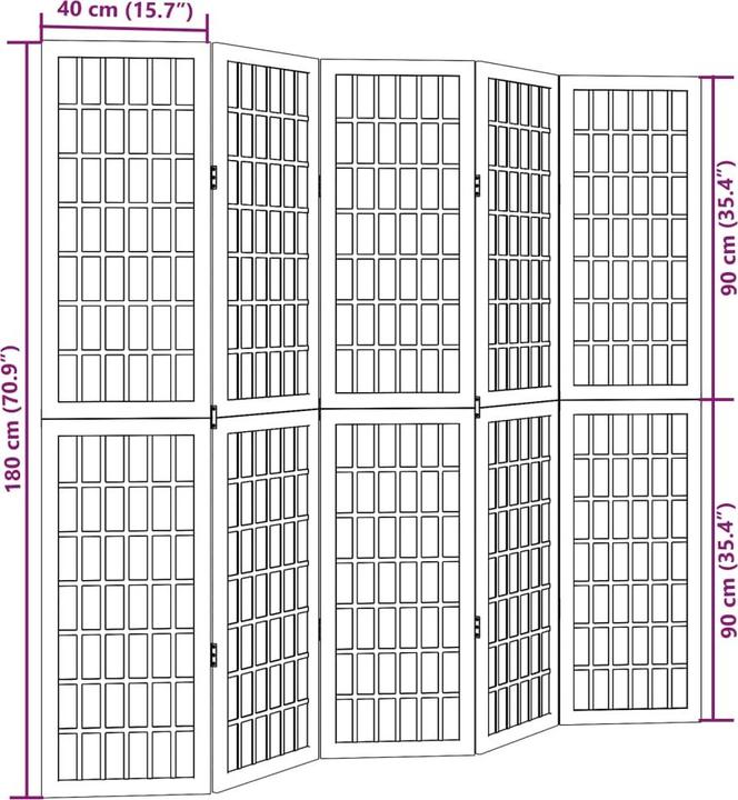 Produktbild vidaXL Raumteiler Paravent Trennwand Spanische Wand 5-tlg. Weiss Massivholz