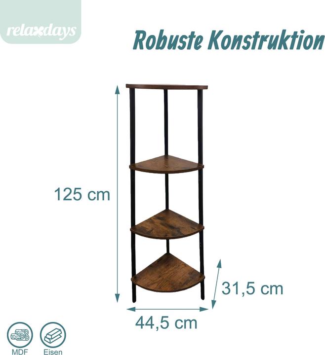 Produktbild Relaxdays Eckregal (44.50 x 31.50 x 125 cm)