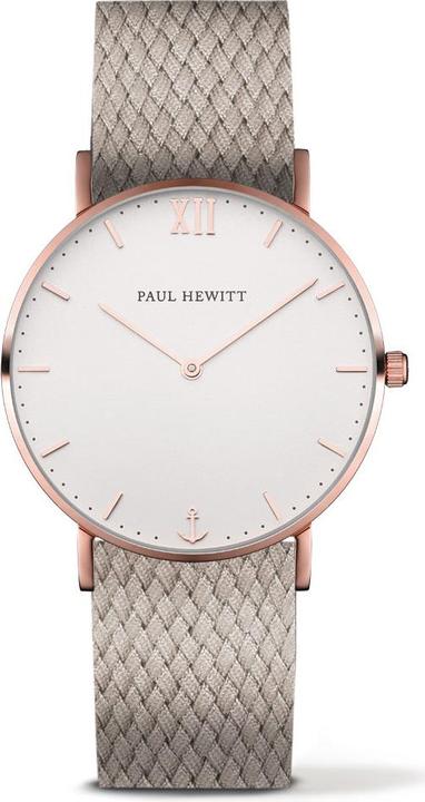 Immagine prodotto Paul Hewitt Linea Sailor Bianco Sabbia Oro Rosa Perlon Nocciola (Orologio da polso analogico, 39 mm)