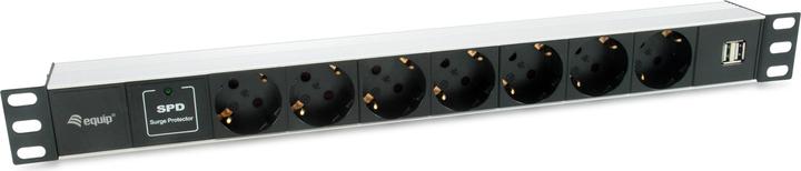 Actual product image equip Power strip 1HE8fach Schuko16A, Kabl. si (7 x, CEE 7/3, 1.80 m)