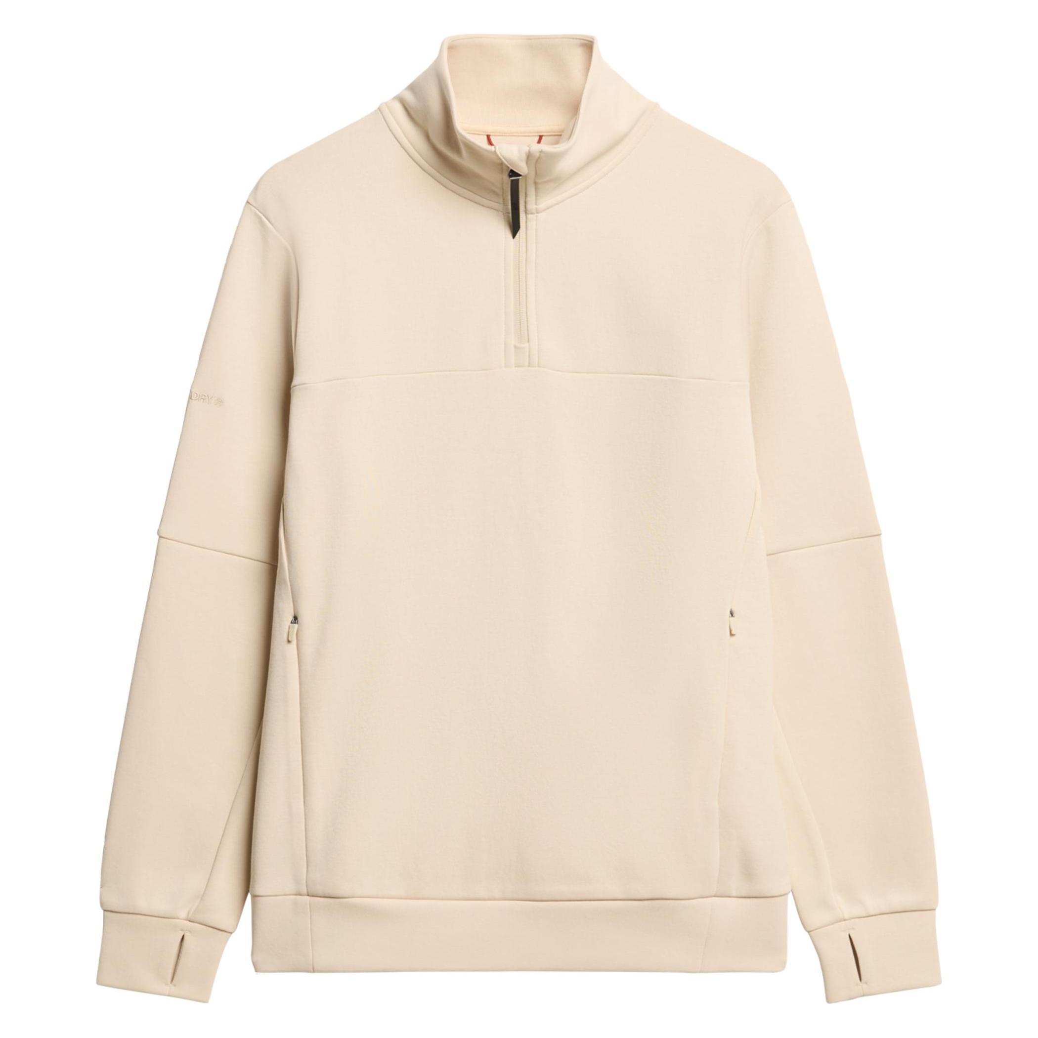 Superdry, Herren, Pullover, Lockeres Tech Sweatshirt Mit Halblangem Reissverschluss, Weiss, Beige, (Xl)