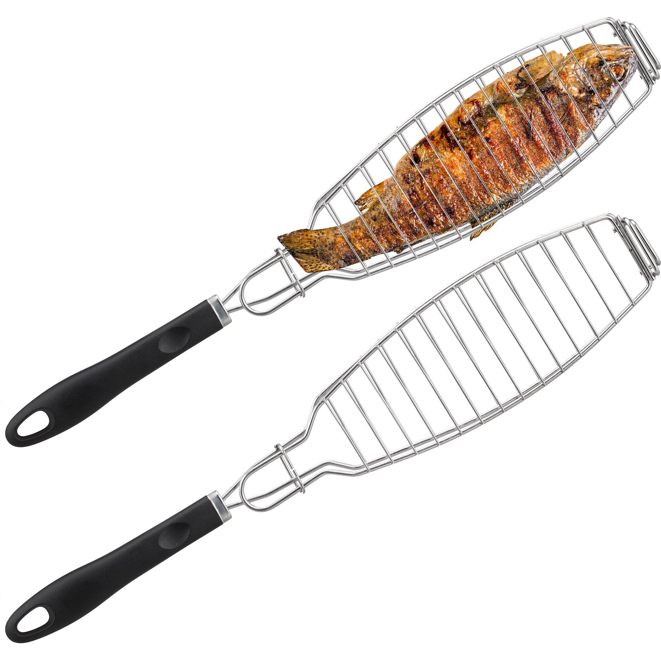 Relaxdays, Grillgeschirr, 2x Fischbräter