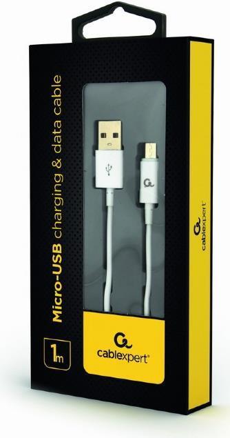 Produktbild Gembird Micro-USB charging and data cable 1 m white CC-USB2P-AMmBM-1M-W (1 m, USB 2.0)