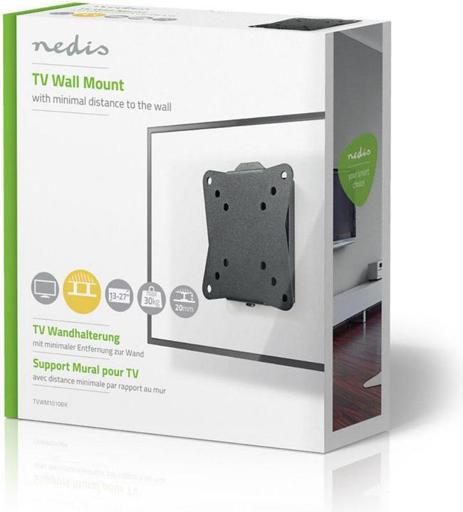 Image du produit Nedis Support TV mural fixe | 13-27 " | poids maximum de l'écran supporté : 30 kg | W minimal (Mur, 30 kg, 13" - 27")