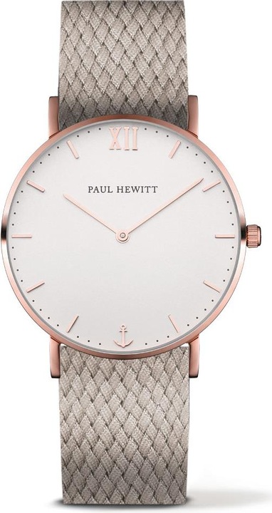 Immagine prodotto Paul Hewitt Linea Sailor Sabbia Bianca Oro Rosa Perlon Nocciola (Orologio da polso analogico, 39 mm)