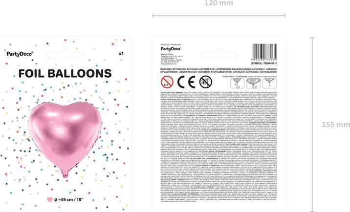 Actual product image Partydeco Heart balloon light pink 45cm (1x)
