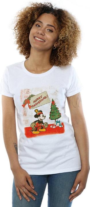 Actual product image Disney Womens/Ladies Mickey Mouse Vintage Christmas Cotton T-Shirt (XXL)