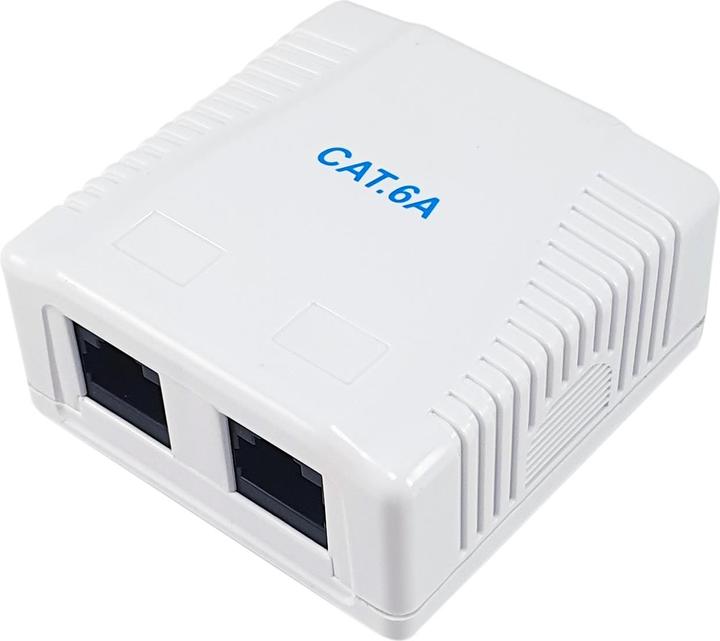 Actual product image equip Surface Mount Box Cat6A 2-Port 2x RJ45 UTP