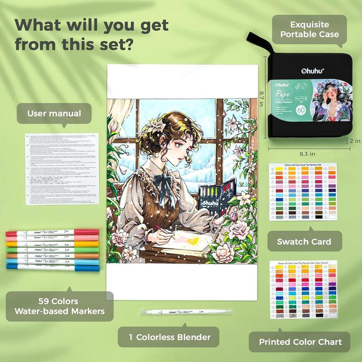 Image du produit Ohuhu Pupe Pinselstifte auf Wasserbasis (60 x)