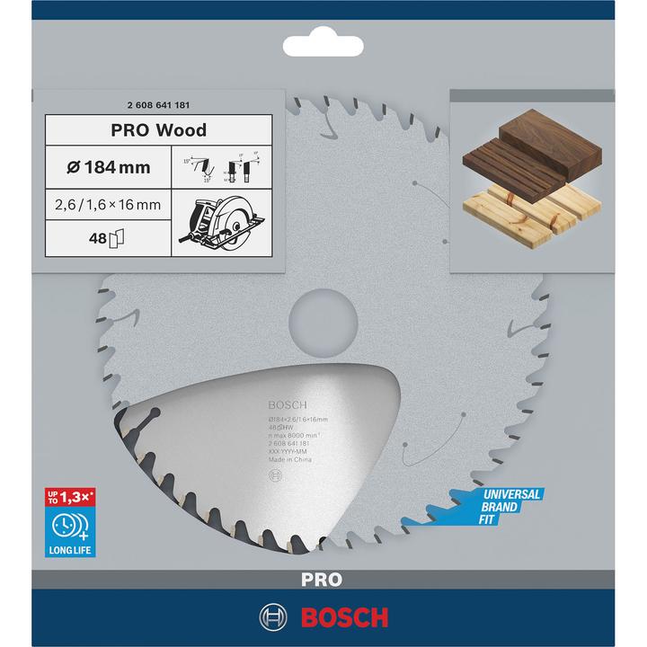 Actual product image Bosch Professional Zubehör PRO Wood circular saw blade, 184 x 2.6 x 16 mm