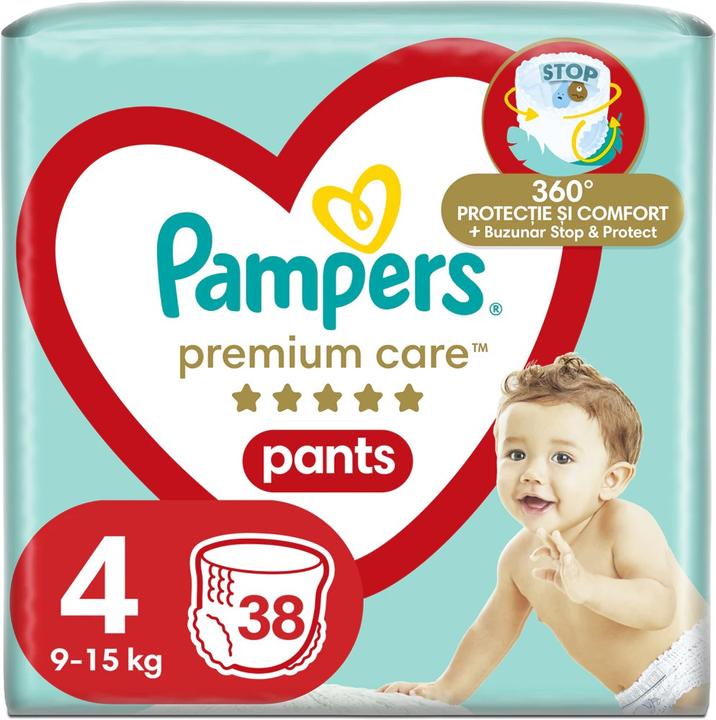 Image du produit Pampers Premium Care 4 tailles de couches-culottes, 38 culottes, 9-15kg (Taille 4, Pack, 38 pcs)