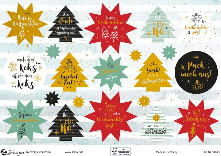 Actual product image Avery Christmas stickers