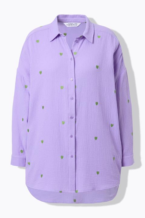 Actual product image Studio Untold Oversized Embroidered Long Sleeve Button Front Shirt (60)