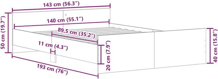 Produktbild vidaXL Bettgestell (140 x 190 cm)