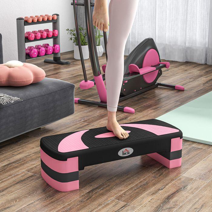 Produktbild Swisshandel24 Aerobik-Stepper, höhenverstellbar, 80x31x10/15/20cm, bis 150 kg, Schwarz/Rosa/Grau