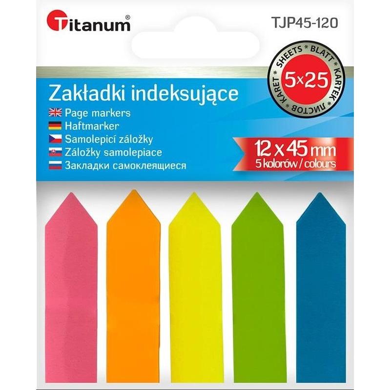 Titanum Fluo-Registerkarten 12 x 45 mm, 5 x 25 Blatt (42872037)