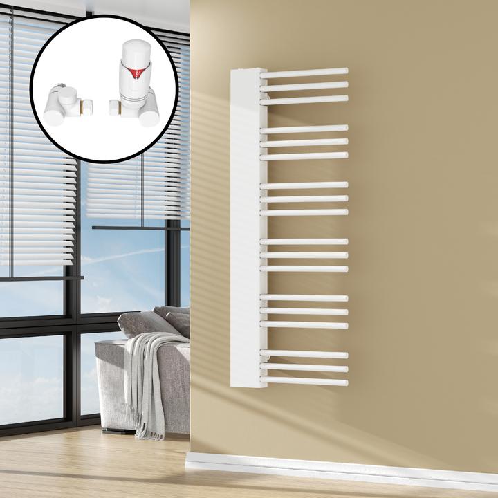 Image du produit Neu.Haus Radiateur sèche-serviettes avec kit de connexion Kviteseid 120x50cm blanc (470 W)
