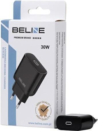 Immagine prodotto Beline Ład. siec. 1x USB-C 30W czarna / nero (solo testa) PD 3.0 BLNCB30 (30 W, 1 porzione)