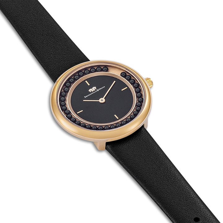 Produktbild Damen Quarzuhr Pearl Echtleder Schwarz - 33876 (Analoguhr, 32 mm)