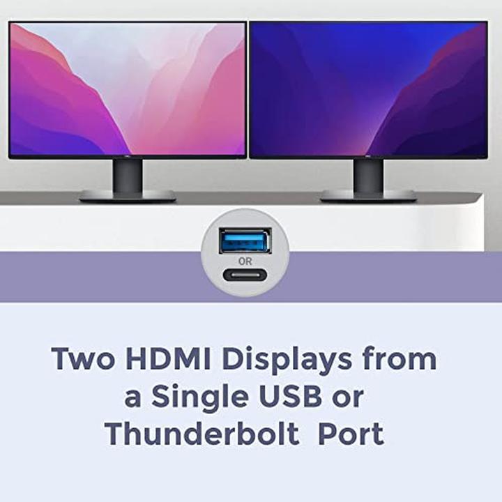 Immagine prodotto Sonnet Doppio adattatore HDMI 4K 60Hz per Mac M1 Thunderbolt *Nuovo (USB-C, USB-A, HDMI, 50 cm)