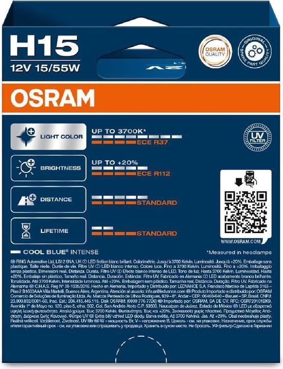 Actual product image Osram Halogen bulb Cool Blue Intense H15 15/55 W (H15)