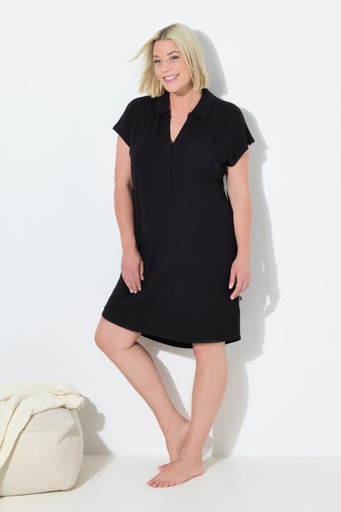 Produktbild Ulla Popken Nachthemd, oversized, Hemdkragen, V-Ausschnitt, Halbarm (62)