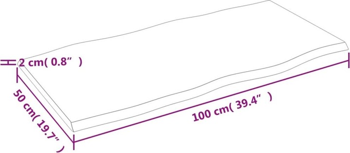 Actual product image VidaXL Tischplatte 100x50x2 cm Massivholz Eiche Behandelt (100 x 50 x 2 cm)