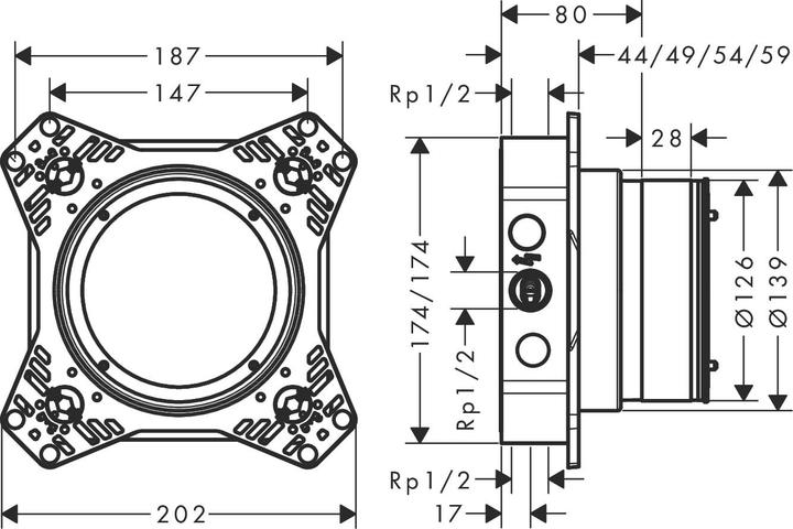 Produktbild Magni hansgrohe Grundkörper iBox universal 2 Rp 1/2, DN 15