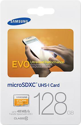 Actual product image Samsung EVO microSDXC with adapter (128 GB, microSDXC, U1, UHS-I)