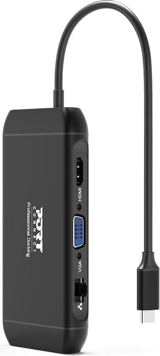Actual product image Port Designs 901913 Interface Hub USB 2.0 Type-C 5000 Mbit/s Black (USB-C, 9 ports)