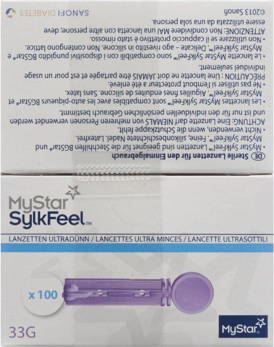 Actual product image MyStar SylkFeel lancets 33G, 2 x 100 pieces
