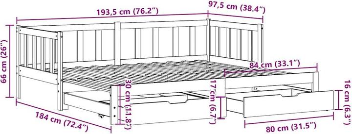 Produktbild vidaXL Tagesbett Ausziehbar mit Schubladen (90 x 200 cm)