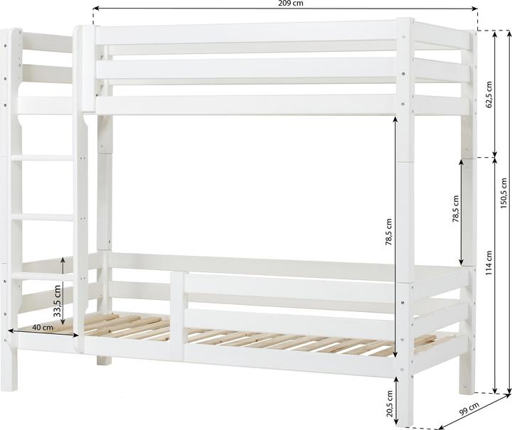 Immagine prodotto Hoppekids Letto a castello a soppalco di lusso ECO con protezione anticaduta e scala dritta (90 x 200 cm)