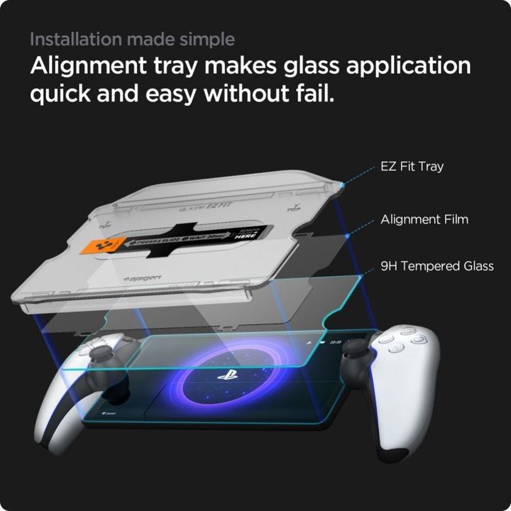 Actual product image Spigen GLAS.tR EZ Fit Playstation Portal Screen Protector