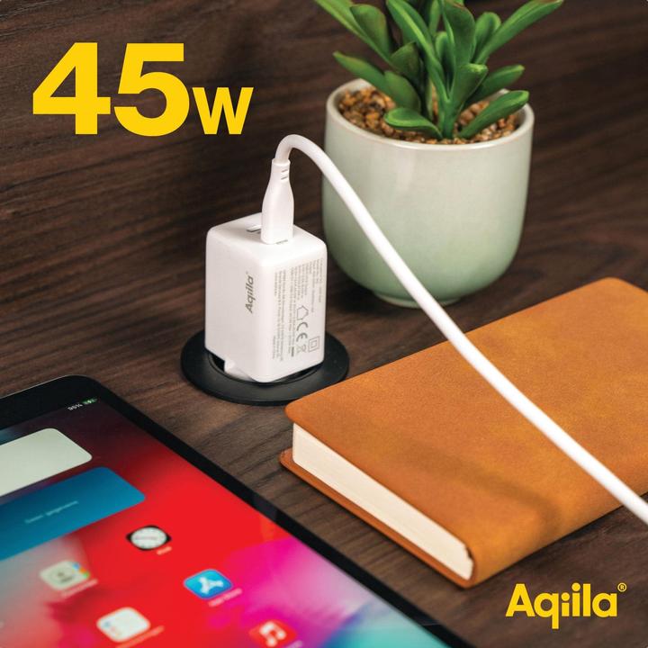 Image du produit Aqiila Chargebird W2 - Chargeur mural GaN, 45W PD - Blanc (45 W, 2 ports)
