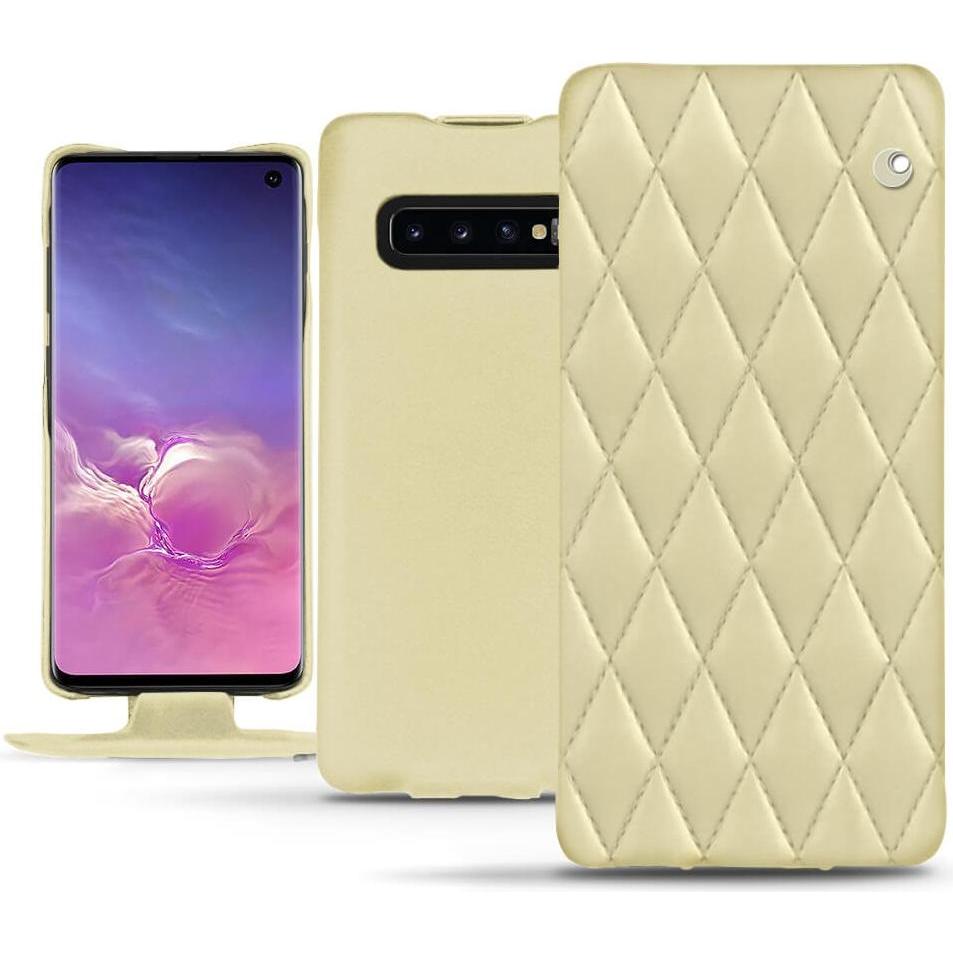 Noreve Lederschutzhülle vertikal (Samsung Galaxy S10), Smartphone Hülle, Beige
