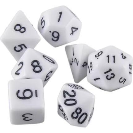 JTI 7er-Pack Würfel für Dungeons and Dragons und andere Spiele (weiss)