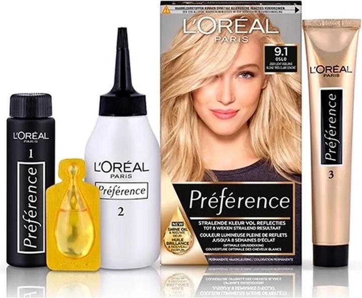Productafbeelding L'Oréal Paris L'Oreal Paris Preference 9.1 Very Light Ash Blonde Hair Color (9.1 Zeer licht asblond)