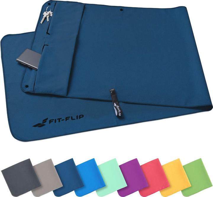 Image du produit Fit-Flip Fitnesshandtuch Mikrofaser mit Reissverschlusstasche 130x48cm (130 x 48 cm)