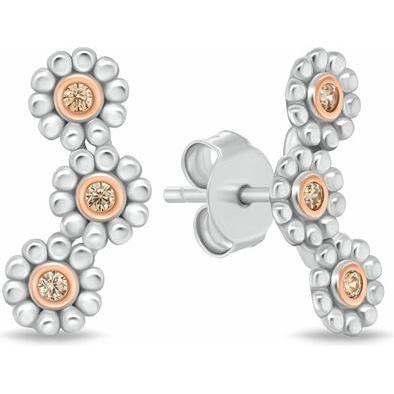 Brilio, Ohrringe, Silver - Silver flower earrings with zircons EA1117WP