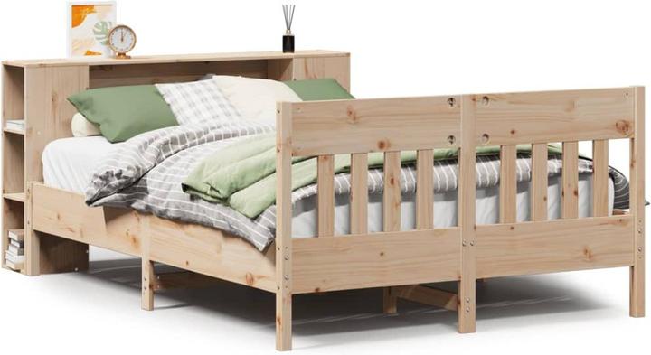 Produktbild vidaXL Massivholzbett Holzbett Bett mit Regal ohne Matratze Weiss 180x200cm (180 x 200 cm)