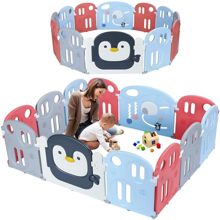 Milkii klappbares Laufgitter/ Laufstall, Pinguin, 180 x 150 cm
