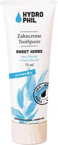 Actual product image Hydrophil Toothpaste Sweet Herbs without fluoride + vitamin B12 (75 ml)